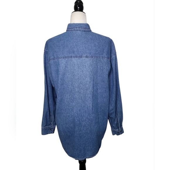 Vintage Ash City Women's Shirt Size M Blue Denim Button Down - Picture 3 of 10
